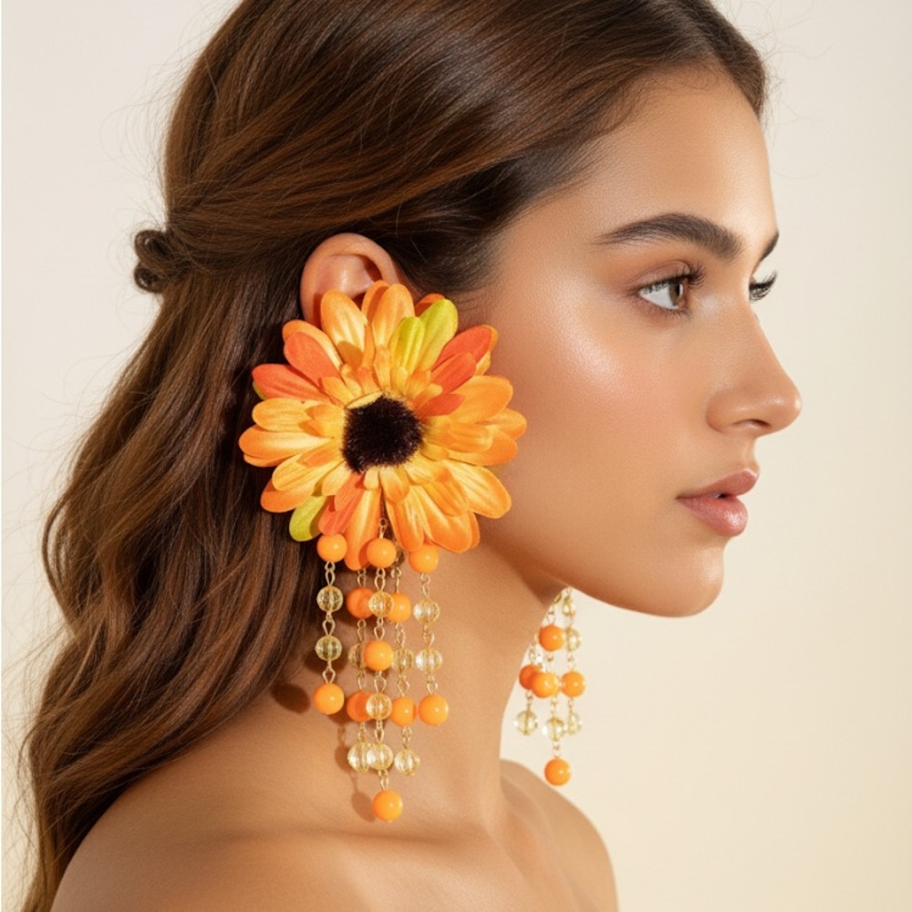 Vibrant Sunflower Drop Earrings